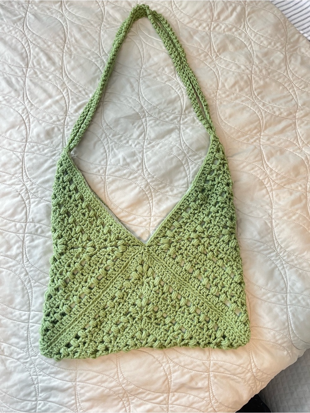Light Green Crochet Shoulder Bag for Women
